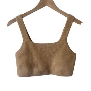NWT Everlane The Cozy Knit Wool Blend Cropped Tan Sweater Tank Medium Reg. $40